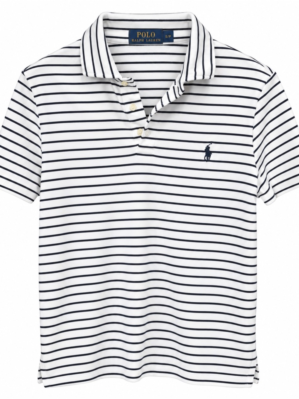 Ralph Lauren White & Navy Striped Polo Shirt